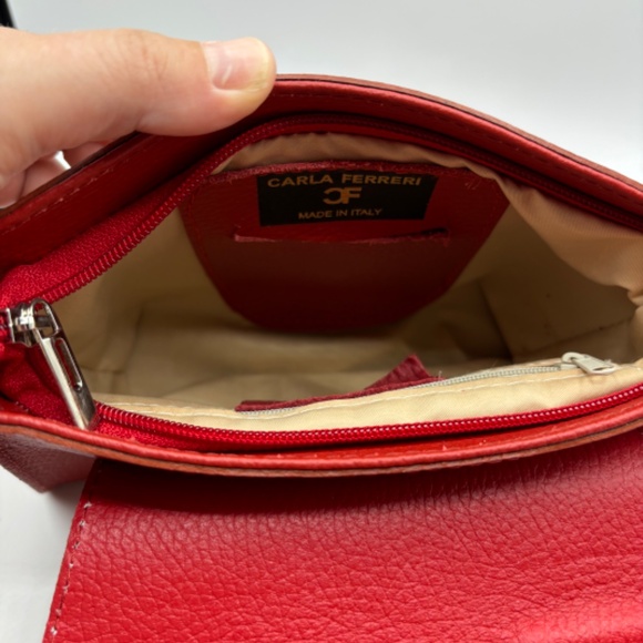 Red Carla Ferreri Rosso Handbag Cross Body Purse Made in Italy - Picture 3 of 13